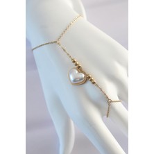 Pazarcan 316L Çelik Gold Renk Beyaz Bubble Kalp Tasarımlı Şahmeran - TJ-SN576