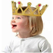 SHC4200 Altın Renk Çocuk ve Yetişkin Uyumlu Kraliçe Tacı Prenses Tacı 8X25 cm