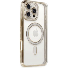 SHC4200 Iphone 16 Kılıf Joke Simli Magneticsafe Kılıf - Gold