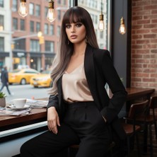 Pazarcan Doğal Dalgalı Perçemli Fiber Sentetik Uzun Boy Peruk / Koyu Kumral / Rus Kumralı Ombre ve Röfleli