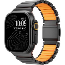 Kılıfolog Watch Ultra 49MM Zore KRD-152 Titanyum Silikon Kordon - Siyah-Turuncu