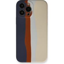 SHC4200 Iphone 13 Kılıf Ebruli Lansman Silikon - Lacivert-Krem
