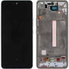 Genos Samsung Galaxy A53 5g A536 Ile Uyumlu OLED Ekran Dokunmatik Çıtalı Tam Ekran Gümüş