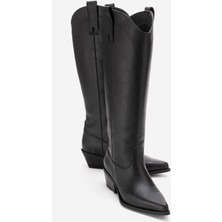 Luvi Anıa Siyah Cilt Hakiki Deri Kadın Western Çizme