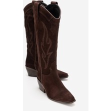 Luvi Pietro Kahve Kahve Süet Hakiki Deri Kadın Western Çizme