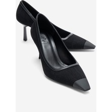 Luvi Rona Siyah Desenli Mat Burunlu Kadın Topuklu Ayakkabı