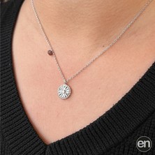 Gümüş Yuvarlak Kalem Süslemeli Kolye s925ct