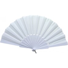 Plastik Düz Kumaş Yelpaze 12'li Beyaz CHN-T775