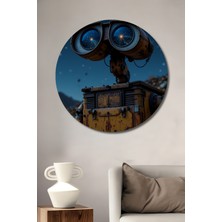 Teona Ahşap Wall E Yağlı Boya Görünümlü Ahşap Dekoratif Tablo  Yuvarlak Duvar Tablosu