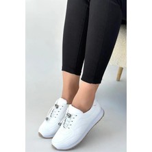 Les Passent Kadın Ayda Beyaz Bağcıklı Ortopedik Rahat Tabanı Günlük Babet & Spor Ayakkabı