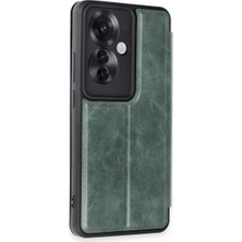 Buğz Oppo Reno 11F Kılıf Flip Cover - Koyu Yeşil