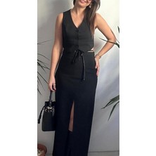 Lasorella Butik Kadın Siyah Yelek Etek Takım