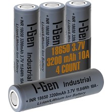 I-Gen Batteries Industrial E004 Inr 18650 3.7V 3200 Mah 10A 11.84WH Li-Ion Şarjlı Pil Düz Başlı Lityum Pil