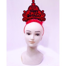 Pazarcan Happy Birthday Neon Kırmızı Renk Doğum Günü Tacı 24X15 cm