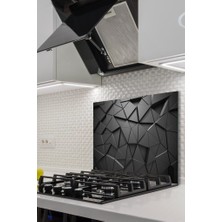 Saban 50X60CM - Cam Ocak Koruyucu - Siyah Üçgenler Desenli