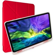 Mkr iPad 9.7 (2018) Kılıf Kalemlikli Mars Tablet Kılıfı - KIRMIZI-(5796)