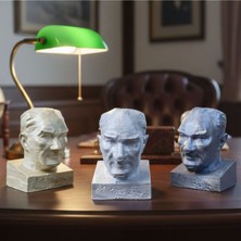 Uretti - Hülya 6683 3410 3'lü Masaüstü Mini Atatürk Heykeli Dekoratif Büst Biblo Seti - 6 cm