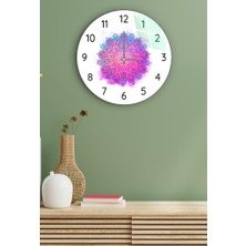 Saban ÇAP37CM -  Renkli Mandala - Dekoratif Cam Duvar Saati