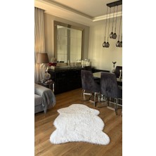 Doğuş Peluş Halı Tavşan Beyaz Yumuşak Dokulu Peluş Halı Tek Kafa Post