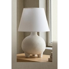 Decory Sumo Modern Abajur | 25 cm Kumaş Şapka | 20 cm Bioplastik Gövde | E27 Duy | 2 m Kablolu Masa Lambası