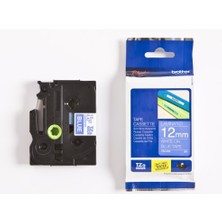 Brother P-Touch TZE-535 Tze-Tape 12MM Mavi Üzerine Beyaz Laminasyonlu Etiket