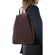 Luvi Josh Kahverengi Süet Hakiki Deri Kadın Sırt Çantası