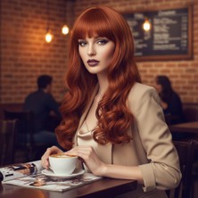 Cenk Xstore Dalgalı Perçemli Uzun Fiber Sentetik Peruk - Bakır Pk