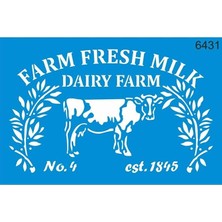 6431 Farm Fresh, Cottage, Inek, Dairy Farm, Süt Çiftliği Boyama Şablonu, Stencil 20 * 30 cm