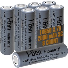 I-Gen Batteries Industrial E001 Inr 18650 3.7V 2000 Mah 3c 7.4WH Li-Ion Şarjlı Pil Düz Başlı Lityum Pil