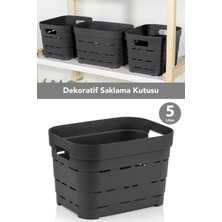 Meleni Home Delikli Dekoratif Piramit Saklama Kutusu - Dolap Içi Düzenleyici Organizer Kutu 5 Lt Antrasit