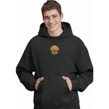 Muhtar Store Golden Retriever Baskılı Siyah Erkek Hoodie – Oversize Kapüşonlu Sweatshirt