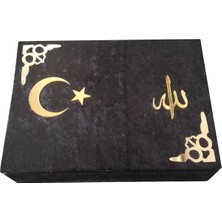 Vera Esans Rahleli Hediyelik Kuran'ı Kerim Kutulu-Dış Mekanizmalı-Orta Boy-Siyah