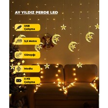 AC Aydınlatma Ay Yıldız Dekoratif Günışığı  LED USB & Pilli - 3,5 Metre - Animasyonlu