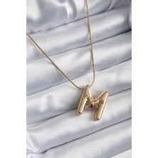 316L Çelik Gold Renk Bubble "m" Harf Model Kadın Kolye EB-53-VICE/(1395) 2297