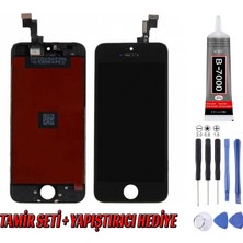 Genos Apple Iphone 5s LCD Ekran A Kalite Siyah Montaj Kiti Hediye