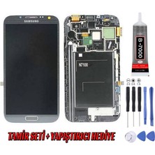 Genos Samsung N7100 Note 2 LCD Ekran Gri Montaj Kiti Hediye