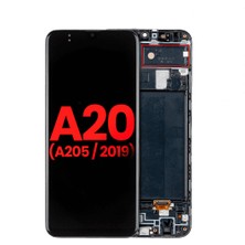 Genos Samsung Galaxy A20 A205 LCD Ekran Dokunmatik Siyah Çıtalı OLED