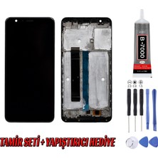 Genos Asus Zenfone Max Plus M1 ZB570TL LCD Ekran Çıtalı Siyah Montaj Kiti Hediye