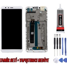 Genos Asus Zenfone Max Plus M1 ZB570TL LCD Ekran Çıtalı Beyaz Montaj Kiti Hediye
