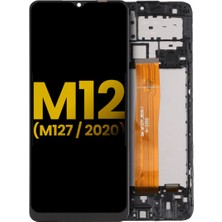Genos Samsung Galaxy M12 M127 LCD Ekran Dokunmatik Siyah Çıtalı Orijinal