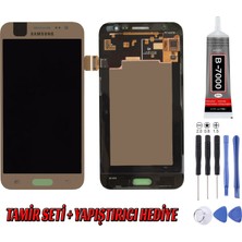Genos Samsung J500 J5 LCD Ekran Servis Gold Altın Montaj Kiti Hediye