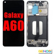 Genos Samsung Galaxy A60 A605 LCD Ekran Siyah Çıtalı Orjiinal