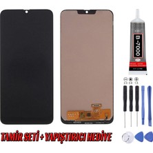 Genos Samsung A305 A30 LCD Ekran Çıtasız OLED Siyah Montaj Kiti Hediye