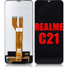 Genos Realme C21 LCD Ekran Dokunmatik Siyah Çıtasız Orjinal