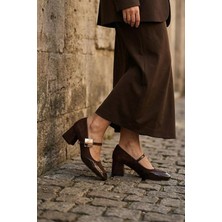 Les Passent Kadın Emila Kahverengi 6 cm Kalın Topuklu Ayakkabı