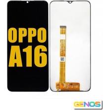 Genos Oppo A16 LCD Ekran Dokunmatik Siyah Çıtasız A Plus Kalite