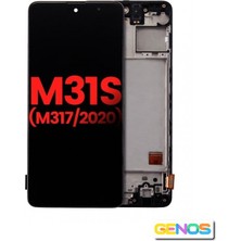 Genos Samsung Galaxy M31S M317 LCD Ekran Dokunmatik Siyah Çıtalı Orijinal
