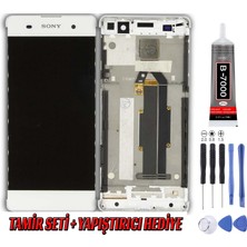 Genos Sony Xperia Xa LCD Ekran Çıtalı Beyaz Montaj Kiti Hediye
