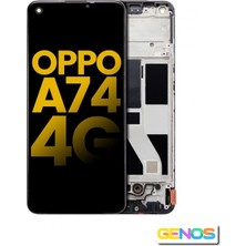 Genos Oppo A74 LCD Ekran Dokunmatik Siyah Çıtalı Orjinal