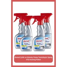 Domol Çelik ve Gümüş Temizleyici Sprey 4'lü Avantaj Paket